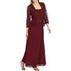 Berimaterry Abiti da festa da donna UK Madre della sposa Abito per matrimonio 2 pezzi Cardigan in pizzo Set Maxi Abito casual in chiffon tinta unita Abito da lavoro mezza manica per feste da sera
