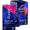 Durex 4x Durex Intense Preservativi in Lattice Stimolanti per Lei Effetto Caldo Freddo 24 Profilattici + Intense Gel Stimolante e Intensificante per Lei da 10ml