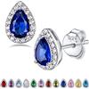 Bestyle Orecchini a Lobo Argento 925 Pietre Portafortuna Settembre Zaffiro Orecchini Forma Goccia, Stud Orecchini Donna, Confezione Regalo