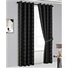 Farfallarossa Lynn - Tenda Semi-Oscurante Jacquard Spesso con Motivo Orizzontale Effetto Legno PV-N222 Nero / 1PZ 140x280CM