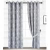 Farfallarossa Fitzgerald - Tenda Semi-Oscurante Jacquard Spesso con Motivo a Fiori PV-N147 Grigio / 1PZ 140x280CM