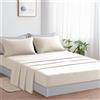 Farfallarossa Rubino - Completo Letto Lenzuola Tinta Unita in Microfibra di Poliestere Spazzolato Beige 1 / 1 Piazza e Mezza 120x200cm+30cm (1 Federa 50x80)