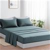 Farfallarossa Rubino - Completo Letto Lenzuola Tinta Unita in Microfibra di Poliestere Spazzolato Blu Verde / Singolo 90x200cm+30cm (1 Federa 50x80)
