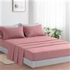 Farfallarossa Rubino - Completo Letto Lenzuola Tinta Unita in Microfibra di Poliestere Spazzolato Rosa / Singolo 90x200cm+30cm (1 Federa 50x80)
