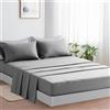 Farfallarossa Rubino - Completo Letto Lenzuola Tinta Unita in Microfibra di Poliestere Spazzolato Grigio Chiaro / Singolo 90x200cm+30cm (1 Federa 50x80)