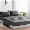 Farfallarossa Rubino - Completo Letto Lenzuola Tinta Unita in Microfibra di Poliestere Spazzolato Grigio Scuro / Singolo 90x200cm+30cm (1 Federa 50x80)