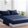 Farfallarossa Rubino - Completo Letto Lenzuola Tinta Unita in Microfibra di Poliestere Spazzolato Blu / Singolo 90x200cm+30cm (1 Federa 50x80)