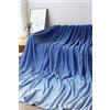 Farfallarossa Unique - Plaid Flanella Jacquard Sfumata 240GSM Blu Verde / 130x160cm (Divano)