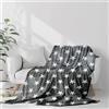 Farfallarossa Stelle Grigio - Plaid Flanella Stampata Morbida 240GSM 130x160cm (Divano)