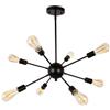 Mengjay Lampadario Industriale, Plafoniera Soffitto Vintage E27, Lampadari Sputnik Moderni 8 luci, Lampada da Soffitto per Camera da Letto, Cucina, Corridoio (Lampadina non Inclusa) (Nero)