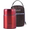 FASIAH Food Thermos con borsa calda 750ml: scatola da viaggio impermeabile per pasti caldi, caffè tazza zuppa da asporto, contenitore in acciaio inossidabile, doppio scomparto per alimenti (rosso)