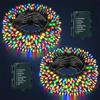 Hopelit Luci Natale Esterno 2 pezzi, Luci Natale Esterno Batteria 50 LED 5m, Colorate, Con Timer e 8 Modalità, IP44 Impermeabile per Albero di Natale Festive Festa
