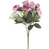 Ideen mit Herz Cespuglio di fiori, composizione floreale artificiale, bouquet, rose, fiori decorativi con gambo lungo, 15 fiori, diametro di circa 2,5 fino a 4 cm (rosa e bianco naturale)