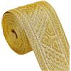 GORGECRAFT Nastro da Ricamo Jacquard da 4.6 Metro*39mm Motivo Triangolare Bordo in Pizzo Intrecciato Decorazione per Tappezzeria Fai da Te Cucito Abbigliamento Tenda Abbellimento Decorazione Oro