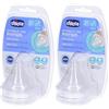 Chicco Tettarella Physio, Tettarella Flusso Medio, per i Primi Mesi dei Bambini, in Silicone Soft Sense, Compatibile con Biberon Perfect 5, Benessere e Original Touch, Trasparente, 2+ Mesi, 2 Pezzi