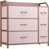 YITAHOME Cassettiera in tessuto con tasche laterali, ganci, armadietto con 6 cassetti, Cassettiera per Corridoio, con vano contenitore per soggiorno, camera da letto, Rosa