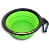 Ekna, ciotola pieghevole per cibo e acqua per cani e gatti, ciotola da viaggio per animali domestici con moschettone, misura solo 2 cm da ripiegata, in silicone con bordo rinforzato