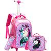 HTgroce Zaino magico reversibile con paillettes per bambini e ragazze, zaino per la scuola con ruote, zaino per la scuola con portapranzo unicorno rosa rosso