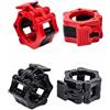 Elegance-go Collari per Bilanciere,4 Pezzi Collare a Morsetto per Bilanciere 25mm Morsetto Bilanciere per Allenamento Sollevamento Pesi Fitness Bodybuilding (Rosso + Nero)