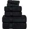Superior Parent Collection-Set di 2 Asciugamani da Bagno in 100% Cotone Zero Twist, Super Morbidi e assorbenti, Colore: Nero, 6 Piece Towel Set
