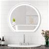 FANTASK Specchio da bagno a LED con illuminazione, antiappannamento, specchio da parete dimmerabile, con interruttore touch e funzione memoria, specchio a LED per bagno, 60 L x 54 B, colore argento
