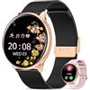 QEYUMYEU 2025 Smartwatch Donna con ET/HRV/SIRI - 1.39 TFT Orologio con Chiamate, 24H Sonno Cardiofrequenzimetro, SpO2, Ciclo Mestruale, IP68, Monitoraggio Fitness, per Android & iOS (Oro nero)