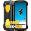 Blackview BV7300 Android 14 Rugged Smartphone 2025, 18GB+256GB Telefono Robusto 15000mAh, 2 * 800LM Lampada da Campeggio, 50MP+32MP, 6.67 HD+ Cellulari Resistente IP68, 4G LTE/NFC/GPS/OTG,Arancio