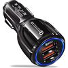 HORJOR Caricabatteria da Auto, Caricatore Accendisigari 2 Porte USB 3.0 Ricarica Veloce Compatibile con iPhone, Samsung Galaxy, Huawei, Xiaomi, Tablet