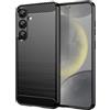 owlhold Cover per Samsung Galaxy S25+ / S25 Plus 5G, Custodia Spazzolata e Fibra di Carbonio Morbido Silicone TPU Slim Fit Case, Antiurto, Antigraffio, Antiscivolo, Protezione Grado Militare, Nero