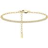 Bellitia Jewelry Bracciale Tennis S925 Argento Placcato Oro per Donna Bracciale Regolabile in Zirconi Set di Bracciali Cristalli Classici Diamanti Brillanti Regalo per Fidanzata, Mamma, Amica