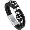 Bandmax Bracciale Uomo Pelle Cuoio Intrecciata con Chiusura Magnetica in Acciaio Inossidabile, Argento/Oro/Nero Braccialetto Uomo Personalizzato con Bussola Vichingo, Idee Regalo Uomo Papà Ragazzo