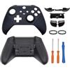 Hzxkqmil Set di Guscio di Ricambio per Xbox Elite Controller Series 2 - Nero, Custodia Anteriore Coperchio Posteriore + Pulsante di Attivazione LB RB LT RT Paracolpi Anello Joystick Accessori