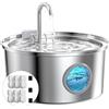 GIOTOHUN Fontana per Gatti Acciaio: Fontanella per Gatti - Fontanella Gatto Automatico - 3.2L Fontanella Gatti - Dispenser Acqua Gatti - Distributore Acqua Cani Super Silenzioso - con 6 Filtris+ 3 Spugnes