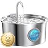 GIOTOHUN Fontanella per Gatti Acciaio: Fontana per Gatti Automatico - 3.2L Fontanella Gatto - Fontanella Gatti - Dispenser Acqua Gatti Super Silenzioso - Distributore Acqua Gatti - con un Set di Filtri
