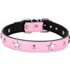 Suiecuor Collare per Cani in Pelle Collare Cane con rivetto Collare Cani di Piccola Taglia con Decorazione in pentagramma in Metallo Adatto per Cani e Gatti di Piccola Media Rosa XS
