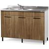 Linea Azzurra Sottolavello 120 Solo Mobile Cucina con 3 Ante in Legno Made in Italy H85xL120xP50 cm Facile da Montare (Noce Naturale)
