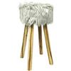 BIANCHERIAWEB Sgabello Arredo Alto Con Seduta In Pelliccia Colore Grigio