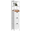 Yaheetech Mobile Alto da Bagno 30 × 30 × 142 cm con 3 Cassetti e 2 Scomparti Aperti Cassettiera ad Angolo Salvaspazio Armadietto Scaffale Medicine per Soggiorno Cucina Bianco