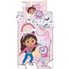 Jerry Fabrics Biancheria da letto per bambini Gabbys Dollhouse Gabby con gatti e animali, copripiumino 140 x 200 cm + federa 70 x 90 cm, 100% cotone Dream Works