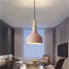 Mengjay Lampada a Sospensione Retrò LED, 15 cm, Lampada a Soffitto in Legno e Metallo, Moderna, Stile Scandinavo (Rosa)