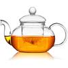 Liang baobao Teiera in vetro borosilicato da 590 ml con infusore, set di bollitore per tè sfuso, tè fiorito, piano cottura e microonde (600 ml)