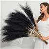 LIBRNTY 20PCS Fiori secchi pampas,piume decorative per vaso,nero mazzo fiori secchi,Adatto per tavola di nozze, decorazione boho, soggiorno, camera da letto(NERO)