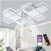 MiiR Ventilatore Da Soffitto Con Luce,LED 85W Ventilatore Da Soffitto Con Telecomando Luce Silenziosa Con Ventilatore Lampada Da Soffitto Dimmerabile A 6 Velocità Per Soggiorno Camera Da Letto Bianco 90 Cm