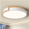 WOKNOS Plafoniera Led Soffitto, Plafoniera Bianco 40 cm, Lampada LED 36W con Legno per Camera da Letto, Soggiorno, Cucina, Corridoio, Sala da pranzo, 4000K