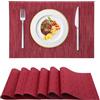 HIUOUIH Tovagliette Americane Lavabili Set di 6 Tovagliette Colazione Antimacchia Resistenti al Calore Tovaglietta Antiscivolo per Tavolo da Cucina e Ristoranti, Rosso