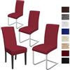 BalladHome Coprisedie con schienale 4 pezzi Elasticizzato Copertura della sedia bi-elastico per una misura universale, Coppia spandex Coprisedia molto facile da pulire e di lunga durata (4 pezzi,Bordò Rosso)