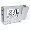 VORRINC Sveglia con Proiettore, Sveglia Digitale da Comodino, Orologio Digitale con Doppio Allarme, LCD a Display, Temperatura e Data, 5 Min Snooze, per Camera da Letto, Ufficio (argento)