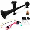 YIYIDA Tromba d'aria 24V Air Horn Tromba per auto 150DB Car Horn 450mm Tromba d'aria per camion a tromba singola in zinco cromato Corno nero con corno per compressore per 24V moto camion furgone ecc