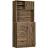 HOMCOM Armadietti Cucina con 3 Cassetti e Credenza Moderna, Mobile Dispensa per Cucina e Soggiorno in Legno, 80x40x178cm, Noce|Aosom