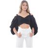 Pinko top donna in maglia con maniche a sbuffo ARGENTO Nero XS,S